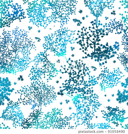 Blue flowers. Seamless background. Vector illustration . texture trend print for textiles and wallpaper. 91058490