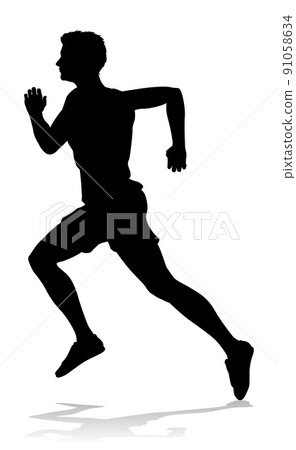 Silhouette Runner Man Sprinter or Jogger Person 91058634