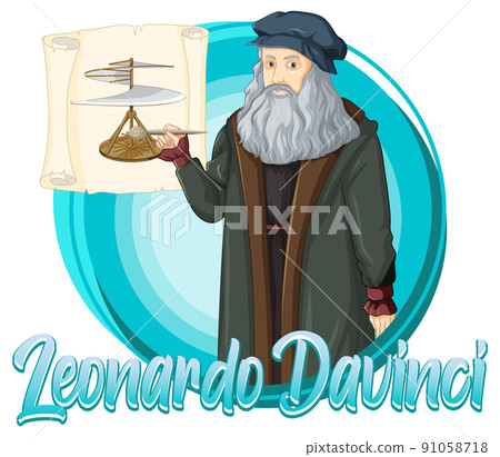 Leonardo Da Vinci character in cartoon style 91058718