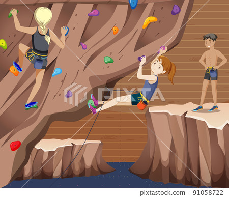 Indoor rock climbing scene Indoor rock climbing scene 91058722