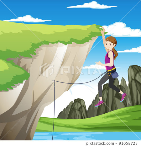 Outdoor rock climbing scene 91058725