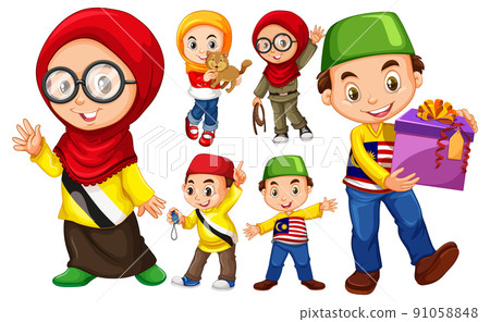 Muslim kids with happy face Muslim kids with happy face 91058848