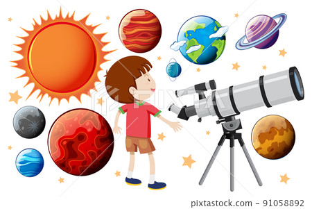 Set of different planets and cartoon character Set of different planets and cartoon character 91058892