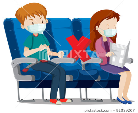 People sitting in seats and keeping distancing People sitting in seats and keeping distancing 91059207
