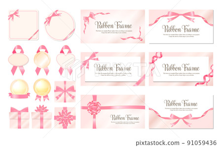 Elegant pink ribbon frame set 91059436