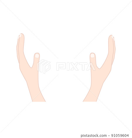 Hand drawn cupped hands. Raised hands, concept of volunteering, charity, votes, support, hope and peace. Vector human open hands isolated on white background Hand drawn cupped hands. Raised hands, concept of volunteering, charity, votes, support, hope and peace. Vector human open hands isolated on white background 91059604