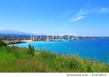 咸德瑞峰海水浴場、咸德海水浴場、瑞峰山頂、游泳、散步、登山、騎馬、濟州馬、白沙灘、避暑勝地、 91059614