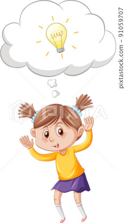 A girl standing and thinking on white background 91059707