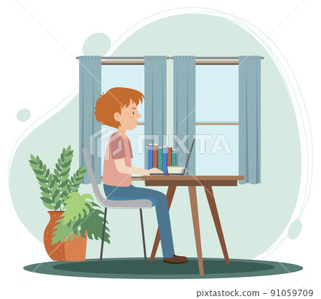 Work at home concept in flat design Work at home concept in flat design 91059709