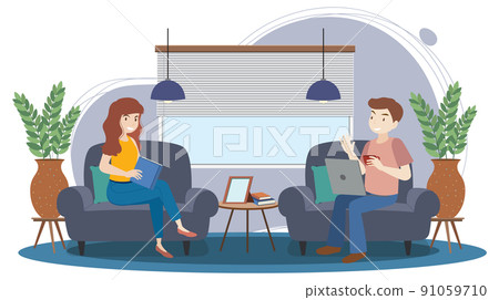 People spending time in the living room People spending time in the living room 91059710