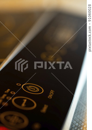 Switch button on off with symbol on dark  background 91060028