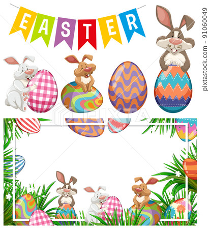 Easter theme with bunny and eggs Easter theme with bunny and eggs 91060049