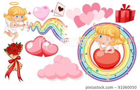 Valentine theme with hearts and music rainbow Valentine theme with hearts and music rainbow 91060050