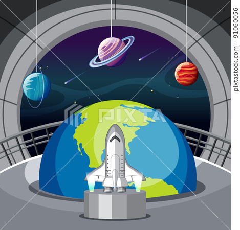 Astronomy theme with earth and spaceship 91060056