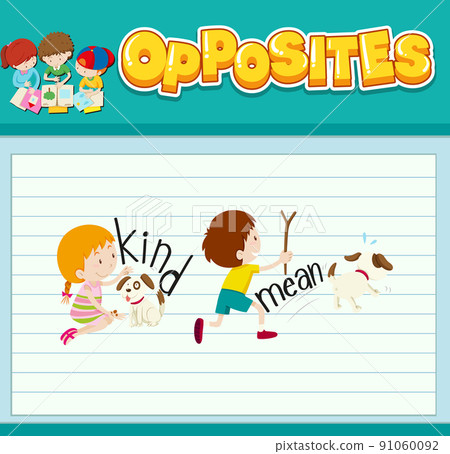 Education word card of English opposites word 91060092