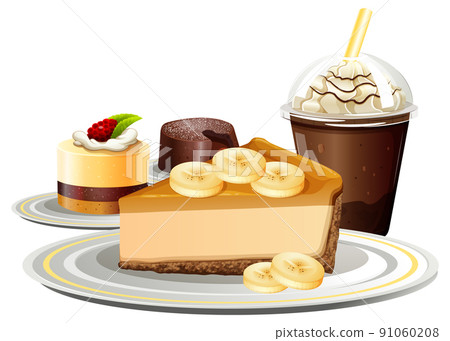 Dessert and beverage with banoffee and chocolate frappe 91060208