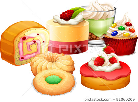 Sweet bakery dessert on white background 91060209