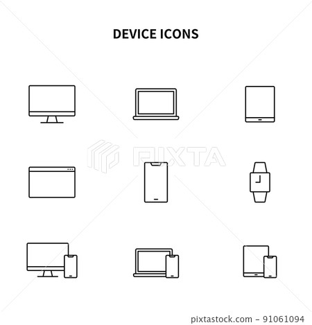 Simple Icon Set | PC / Tablet / Smartphone Simple Icon Set | PC / Tablet / Smartphone 91061094
