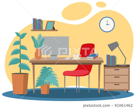 Workroom interior concept in flat design Workroom interior concept in flat design 91061462