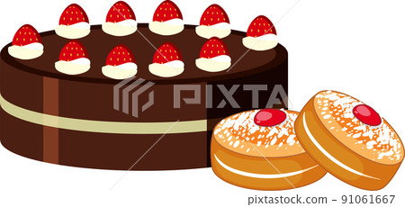 Chocolate strawberry cake and cookies 91061667