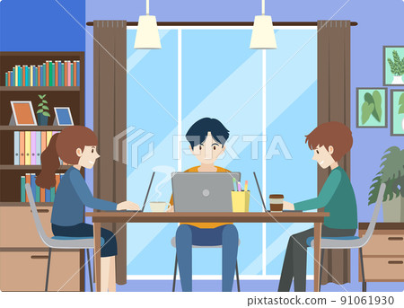 People working on computer at home People working on computer at home 91061930