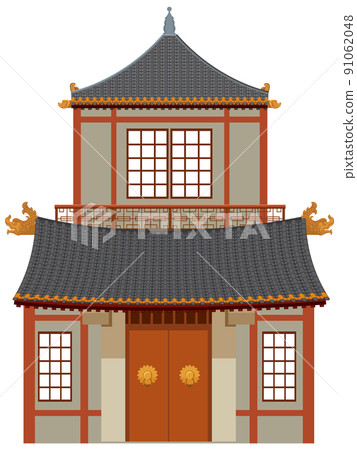 Chinese traditional building on white background Chinese traditional building on white background 91062048