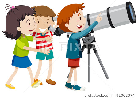 Children looking through telescope Children looking through telescope 91062074