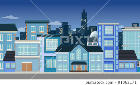 City building view at night 91062171