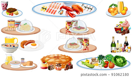 Set of different foods and beverages 91062180