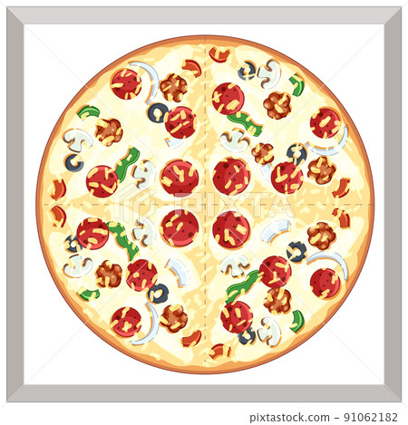 Top view of cheeze pizza on white background 91062182