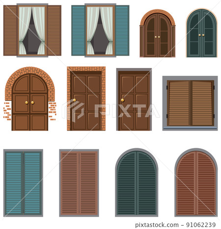 Set of different vintage windows and doors 91062239