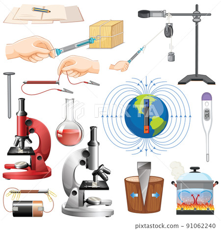Science equipments on white background 91062240