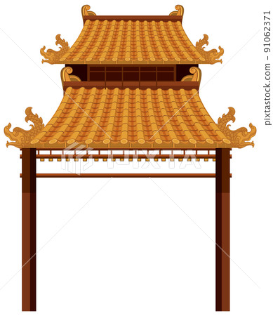 Chinese traditional architectures on white background Chinese traditional architectures on white background 91062371