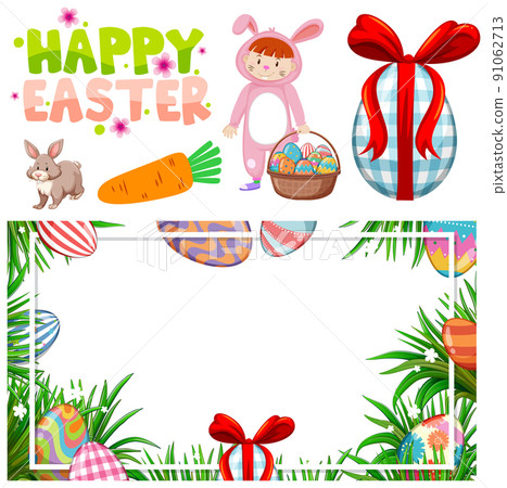 Easter theme with bunny and eggs 91062713
