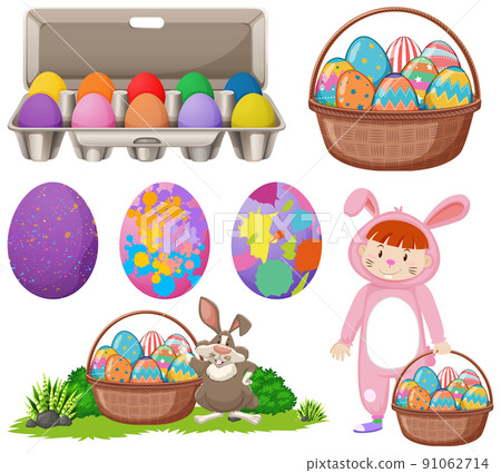 Easter theme with bunny and eggs 91062714