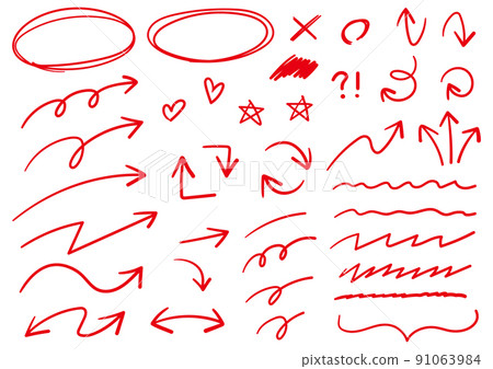 Handwritten arrow set red 91063984