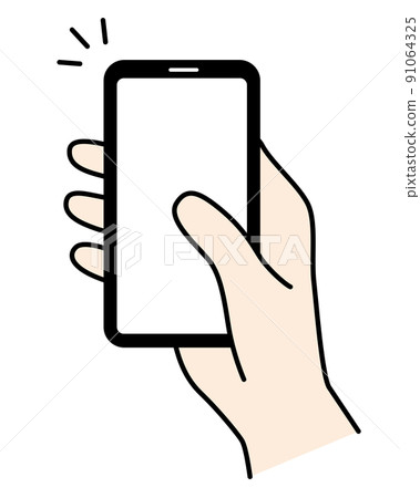 Hand operating the smartphone, one hand, right hand Hand operating the smartphone, one hand, right hand 91064325