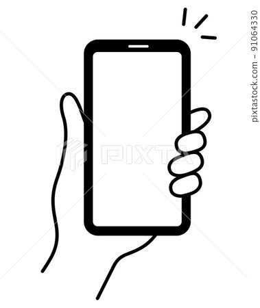 Hand holding a smartphone, one hand, left hand 91064330