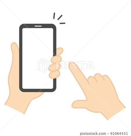 Hand tap operating the smartphone 91064331
