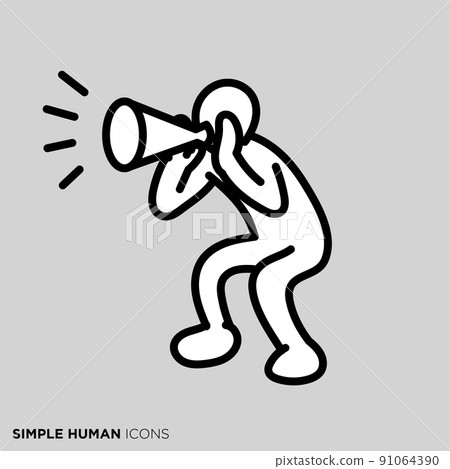 簡單的人類圖標系列“用擴音器支持” 簡單的人類圖標系列“用擴音器支持” 91064390