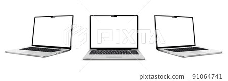 Laptop mock up with empty screen isolated Laptop mock up with empty screen isolated 91064741