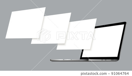 Laptop with blank screen and blank framework web pages 91064764
