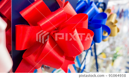 Close-up photos of various ribbons sold in the stationery store Close-up photos of various ribbons sold in the stationery store 91064938