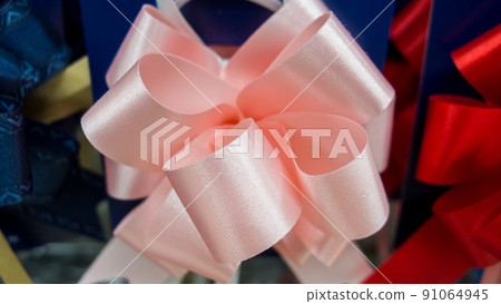 Close-up photos of various ribbons sold in the stationery store Close-up photos of various ribbons sold in the stationery store 91064945