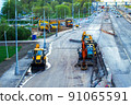 road equipment near construction new route on the road 91065591