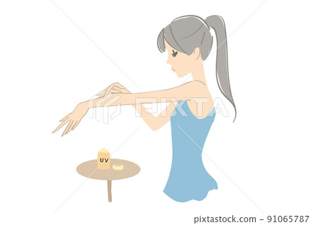 繪遮光劑的婦女的例證 繪遮光劑的婦女的例證 91065787