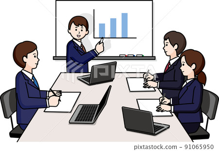 一個男人在白板上做演示 91065950