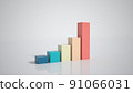 Digital multicolored histogram with a growing business concept. Technological diagram, statistics . Camera movement. 3d animation with 4K resolution. 91066031