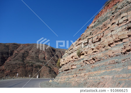 Colored mountains on desert landscape, geological formations and erosion 91066625