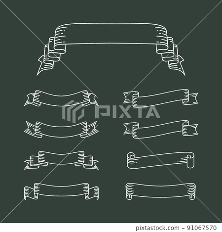 手寫風格白線絲帶框架集 手寫風格白線絲帶框架集 91067570